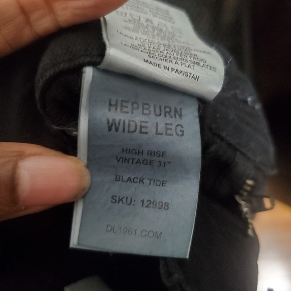 DL1961 Womens Hepburn Wide Leg High Rise Vintage 31" Black Size 26" High Waist - Picture 9 of 13